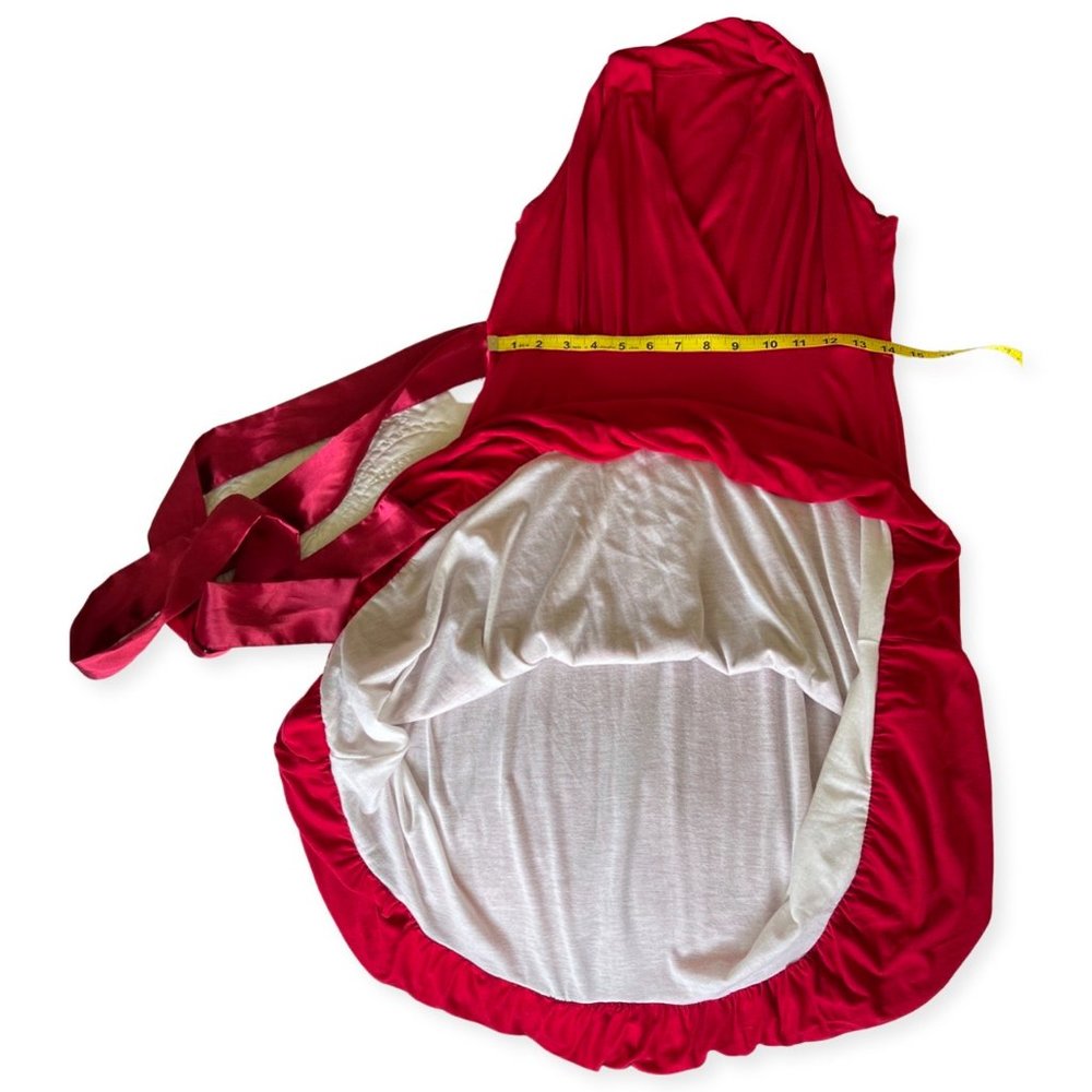 🌸4/$50🌸 Red Halter Wrap Cocktail Dress Satin Sash Lined Bubble Hem - Picture 9 of 13